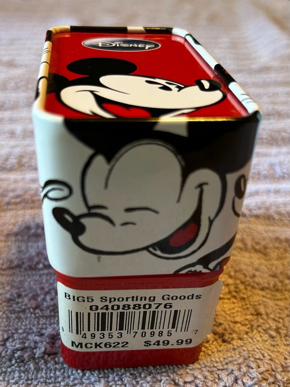 Disney Gold and Brown Mickey Mouse Watch with Red Tin NOS